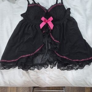 New Black Lingerie And Lace Includes Thong Coquette Princess Cottagecore Size M